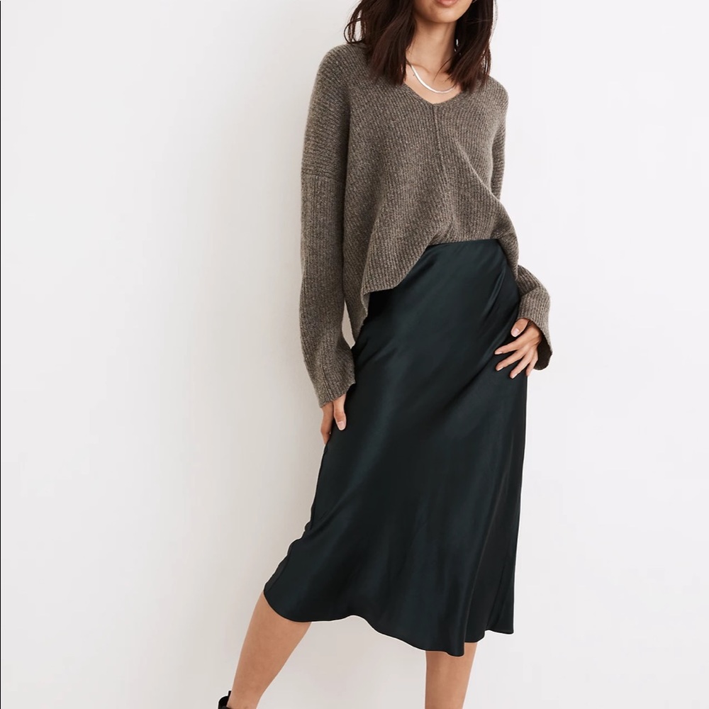 Madewell Satin Midi Slip Skirt 6 NWT